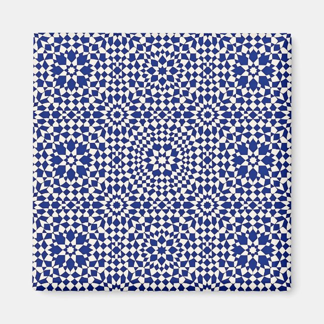 Navy Blue Mosaic Geometric Pattern Magnet (Front)