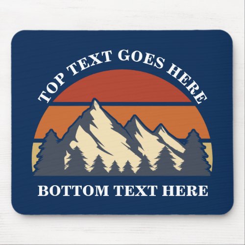 Navy Blue Mountain Sunset Log Cabin Custom Mouse Pad