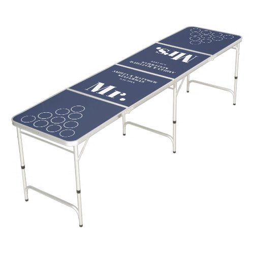Navy Blue Mr And Mrs Wedding Beer Pong Table