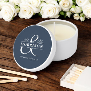 Navy Blue Mr Mrs Wedding Favor  Mini Candle Favors