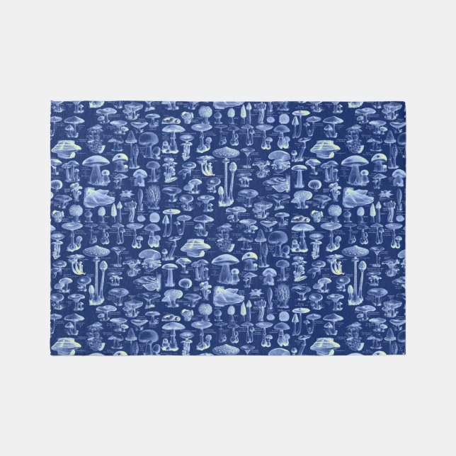 Navy Blue Mushroom Rug - Mushroom Carpet Area Rug (Front)
