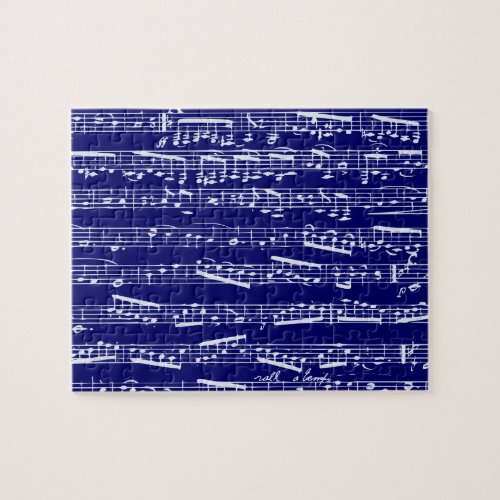 Navy blue music notes jigsaw puzzle