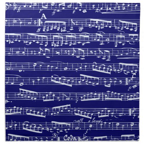 Navy blue music notes napkin
