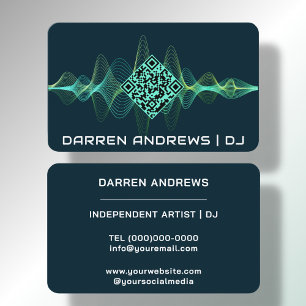 Navy Blue   Music QR Code Soundwave Business Card