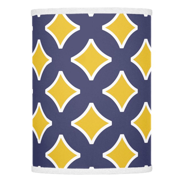 Navy blue, mustard yellow, white, modern lamp shade (Front)