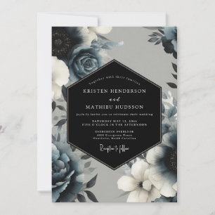 Navy Blue Mystical Winter Wedding Invitation