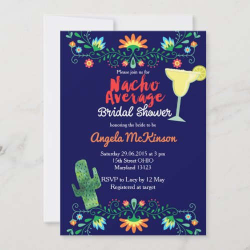 Navy Blue Nacho Average Bridal Shower Invitation