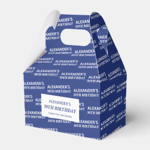 Navy Blue Name & Age Birthday Favor Boxes
