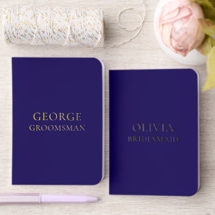 Navy Blue Name Bridesmaid Groomsman Gift  Foil Vow Books