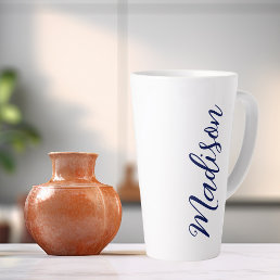 Navy Blue Name Handwritten Script Custom Latte Mug