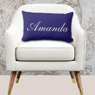 Navy Blue Name Lumbar Pillow