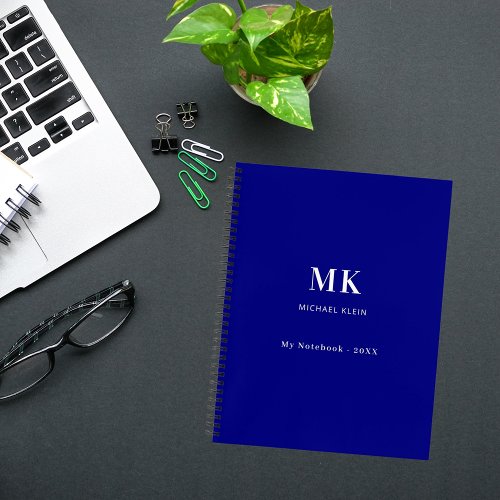 Navy blue name monogram notebook