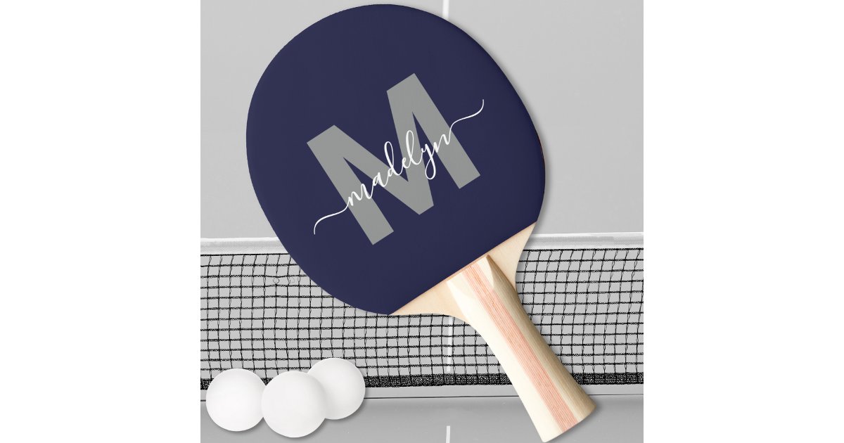 Ping Micro Monogram Navy Blue Name Monogram Ping Pong Paddle | Zazzle