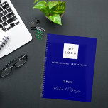 Navy blue name script business logo 2025 planner<br><div class="desc">A classic navy blue background.  Personalize and add your business,  company logo,  a text,  year and personal name.  White letters.  If you want it without text,  use your back-space key to delete.</div>