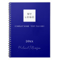Navy blue name script business logo notebook | Zazzle
