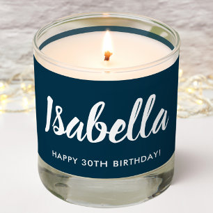 Navy Blue   Name Typography   Birthday  Scented Candle
