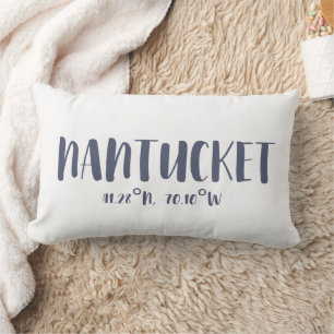 Navy Blue Nantucket Coordinates Beach House Lumbar Pillow