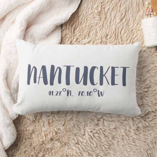 Navy Blue Nantucket Coordinates Beach House Lumbar Pillow (Blanket)