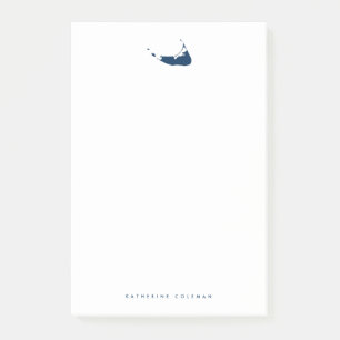 Navy Blue Nantucket Island Map Monogram Post-it Notes