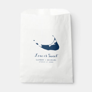 Navy Blue  Nantucket Island Map Wedding Favor Bag