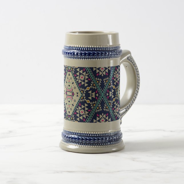“Navy Blue Native Design”  Beer Stein (Front Right)