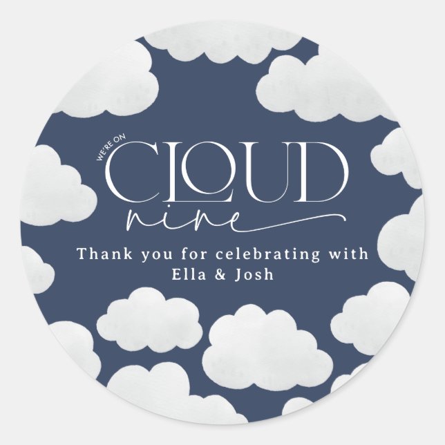 Navy Blue natural cloud nine shower modern stylish Classic Round Sticker (Front)