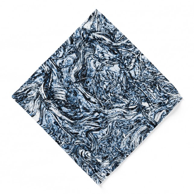Navy Blue Nature Abstract Pattern  Bandana (Front)