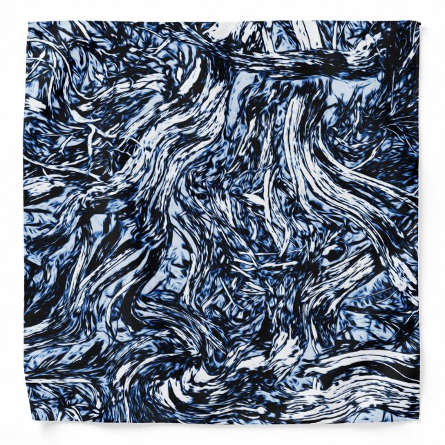 Navy Blue Nature Abstract Pattern Bandana (Front)