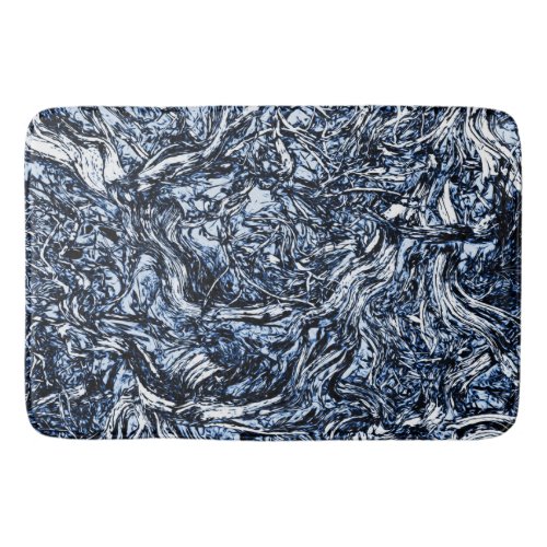 Navy Blue Nature Abstract Pattern Bath Mat
