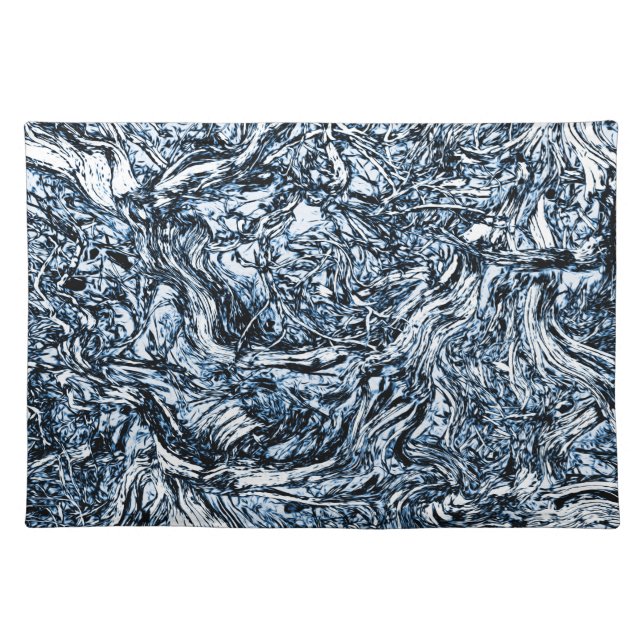 Navy Blue Nature Abstract Pattern Cloth Placemat (Front)