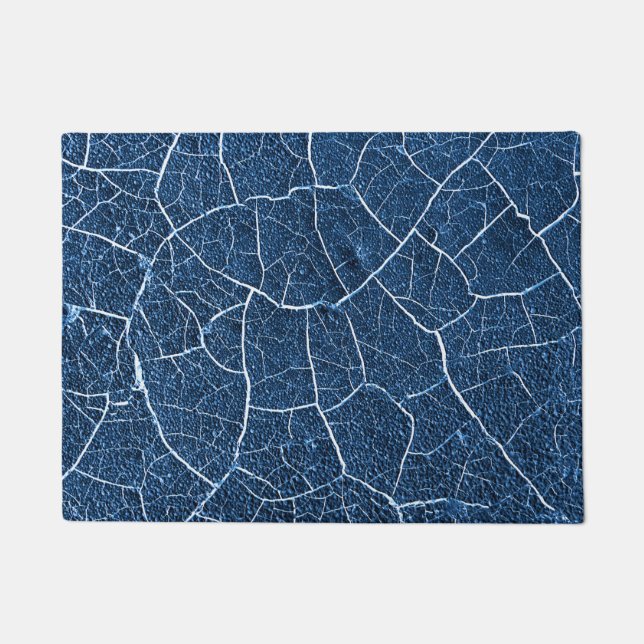 Navy Blue Nature Abstract Pattern Doormat (Front)