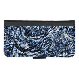 Navy Blue Nature Abstract Pattern iPhone 8/7 Wallet Case