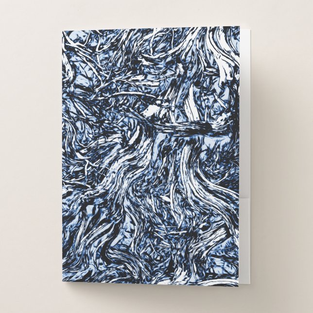 Navy Blue Nature Abstract Pattern Pocket Folder (Front)