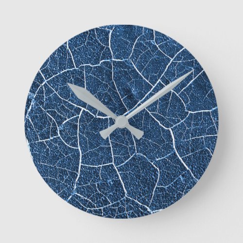 Navy Blue Nature Abstract Pattern Round Clock