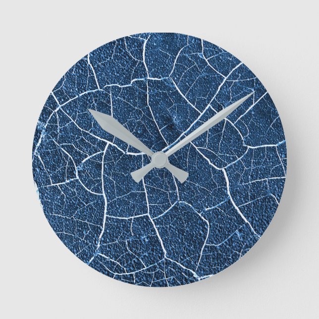 Navy Blue Nature Abstract Pattern Round Clock (Front)