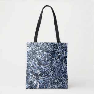Navy Blue Nature Abstract Pattern Tote Bag