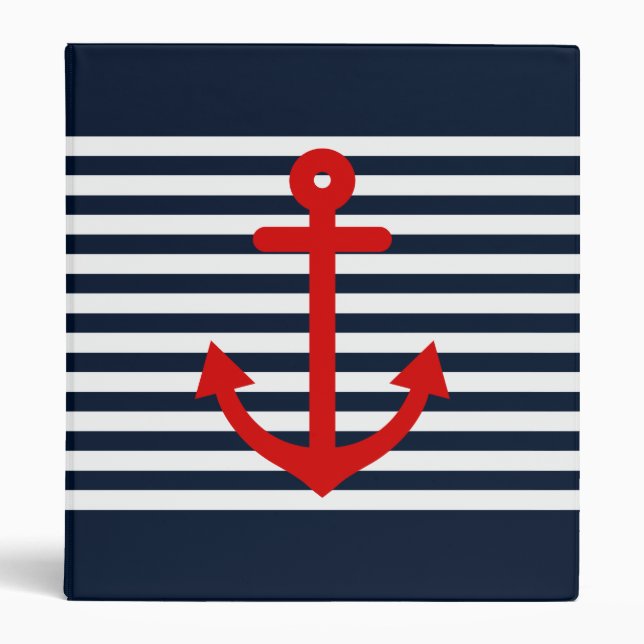 Navy Blue Nautical 3 Ring Binder (Front)
