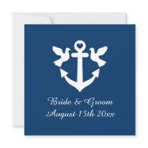 Navy blue nautical anchor and white doves wedding