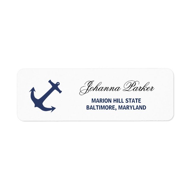 Navy Blue Nautical Anchor Baby Shower Label (Front)