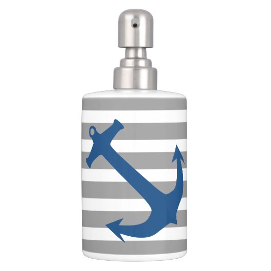 Navy Blue Nautical Anchor Bathroom Accessory Set (Front)