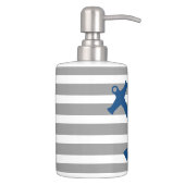 Navy Blue Nautical Anchor Bathroom Accessory Set (Right)