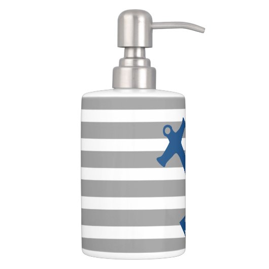 Navy Blue Nautical Anchor Bathroom Accessory Set (Right)