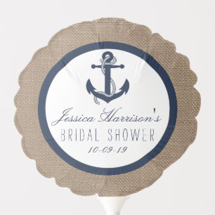 Navy Blue Nautical Anchor Bridal Shower Balloon