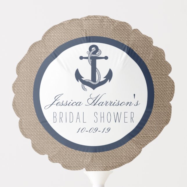 Navy Blue Nautical Anchor Bridal Shower Balloon (Front)