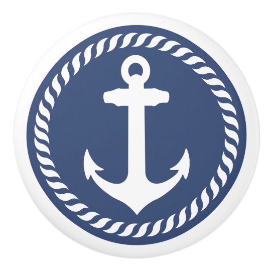 Navy Blue Nautical Anchor Drawer Knob Zazzle Com