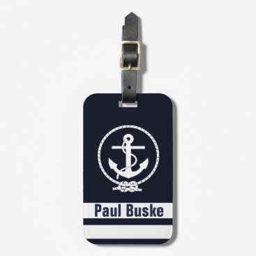 Navy Blue Nautical Anchor Monogram Bag Tag Navy Blue Nautical Anchor Monogram Bag Tag