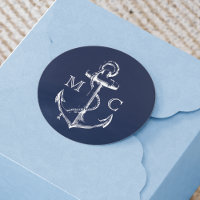 Navy Blue Nautical Anchor Monogram