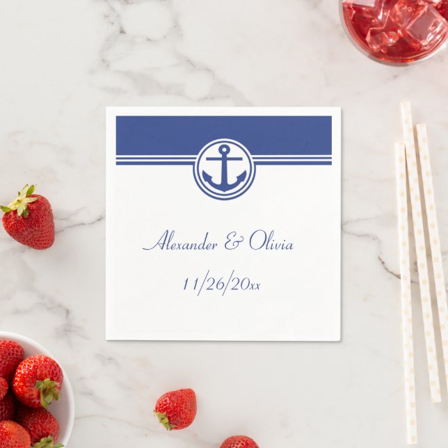 Navy Blue Nautical Anchor Napkins (Insitu)