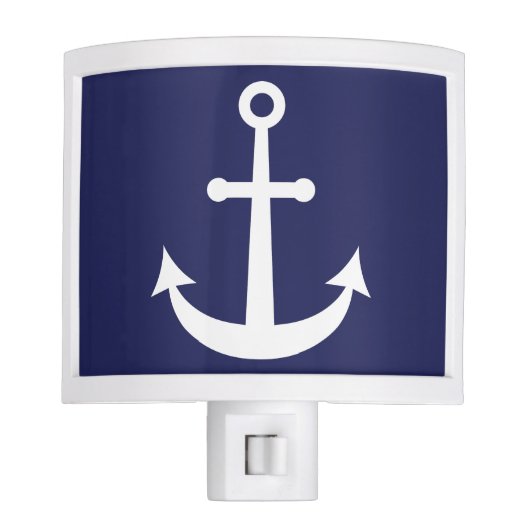 Navy Blue Nautical Anchor Night Light (Front)