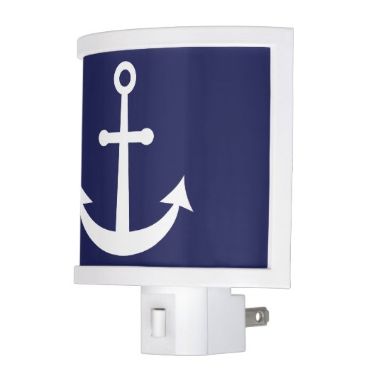 Navy Blue Nautical Anchor Night Light (Left)